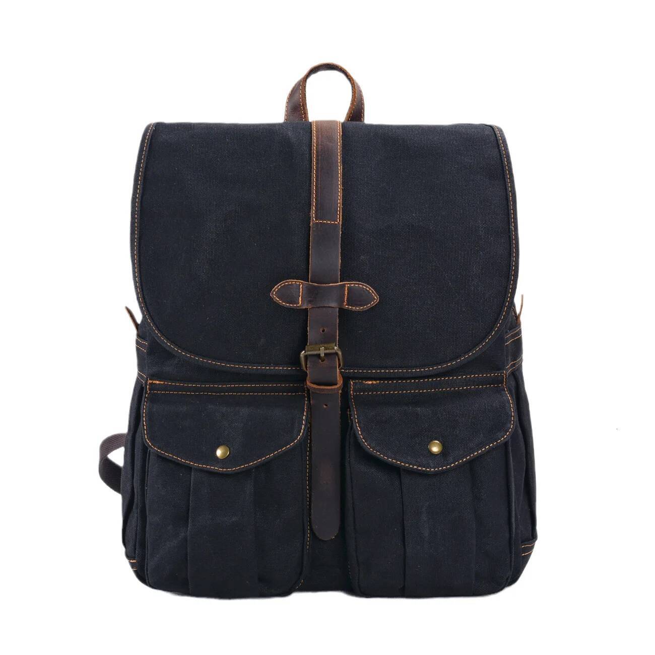 Canvas men's bag Camping outdoor hiking waterproof Student Leisure travel retro 16 "computer backpack