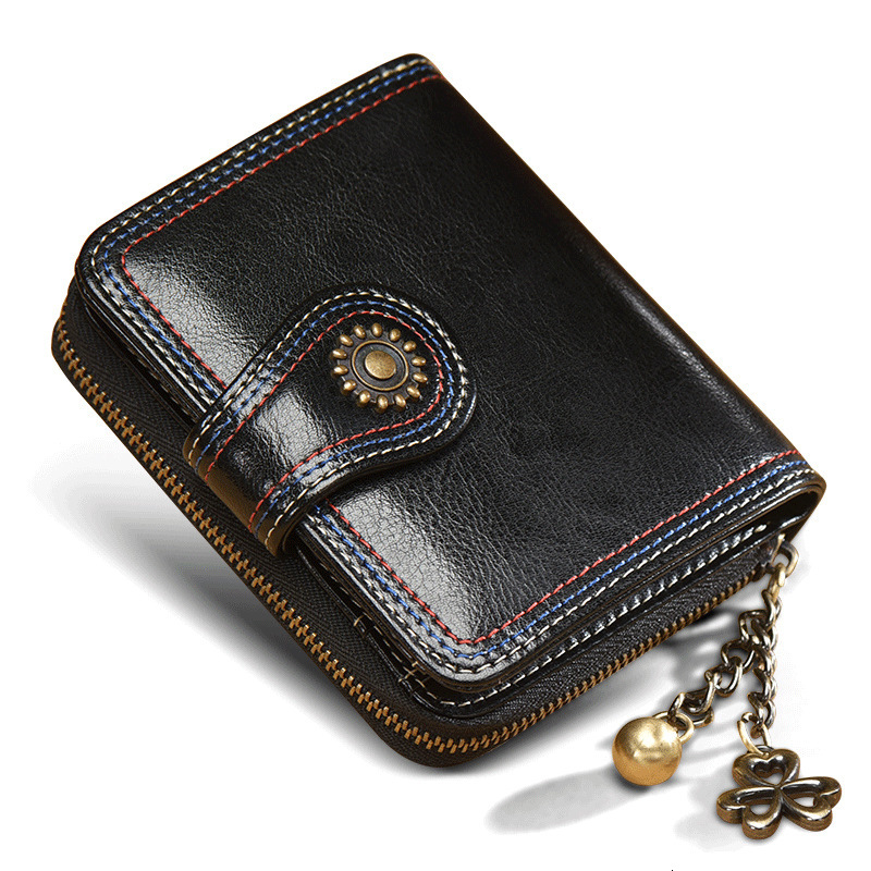 Free Shipping Designer Wallet Trendy Brand Leather Short Card Bag Folding Mini Coin Bag Lightweight Luxury ID Bag