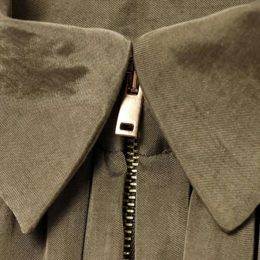 ZBZA Women's Classic Retro Jacket Lapel Long Sleeve Front Zipper Loose Hem Top Spring Summer New Casual Versatile Chic Outerwear
