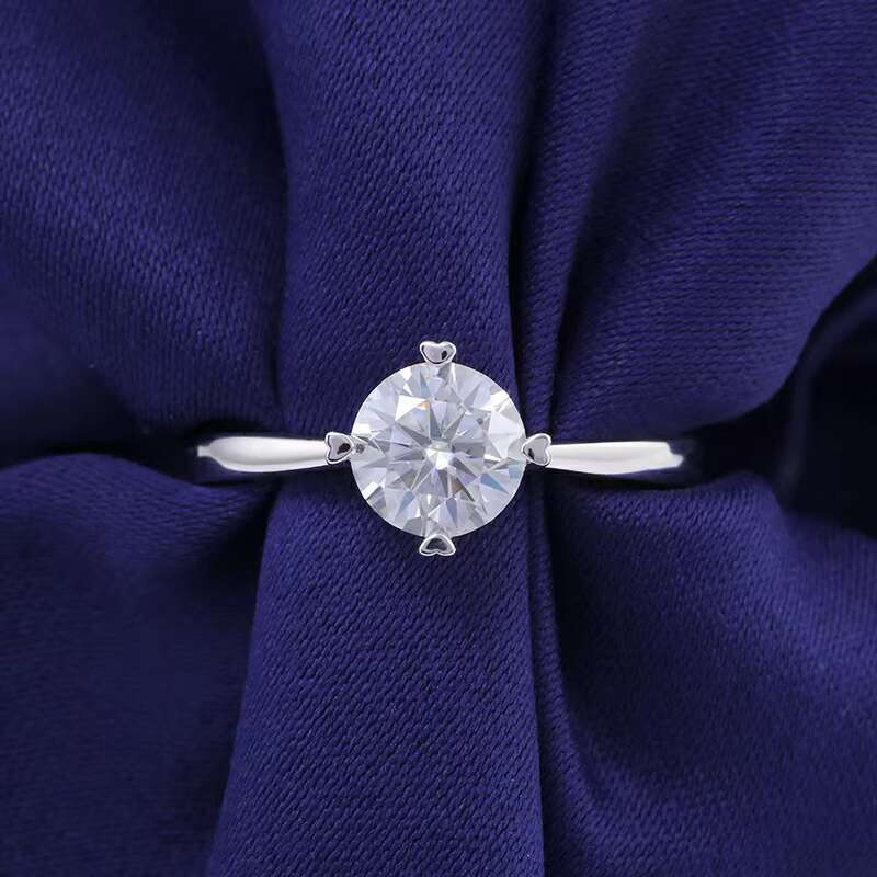 Luxury 925 Sterling Silver Moissanite Diamond Rings 0.5ct round VVS D Color Wedding Engagement Gift