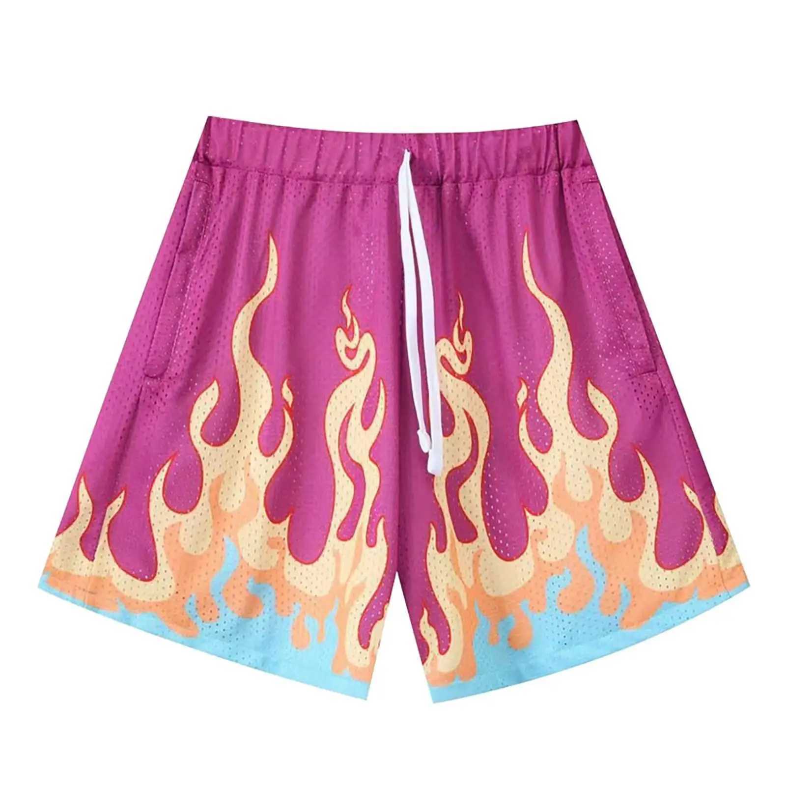 Mens Flame Pattern Basketball Shorts Boys Summer Cool Hawaii 3D Printed Casual Swim Trunks Quick Dry Surfboard Shorts X250528