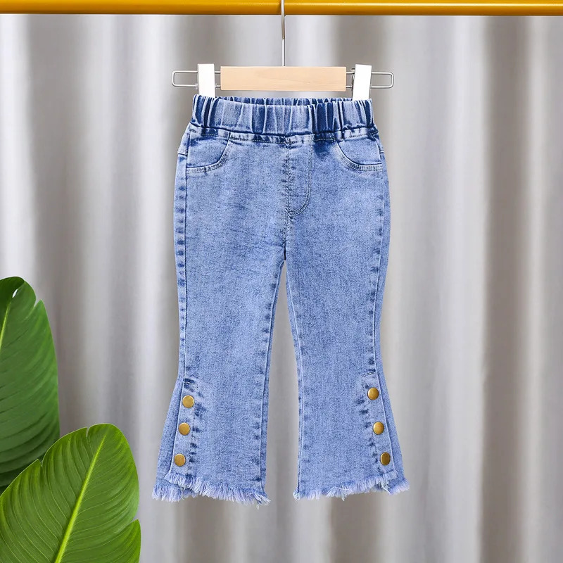 Spring and Autumn Childrens Jeans Fashion Girls Korean Bow Horn Infant Stretch Pants 05 Years Old 250528