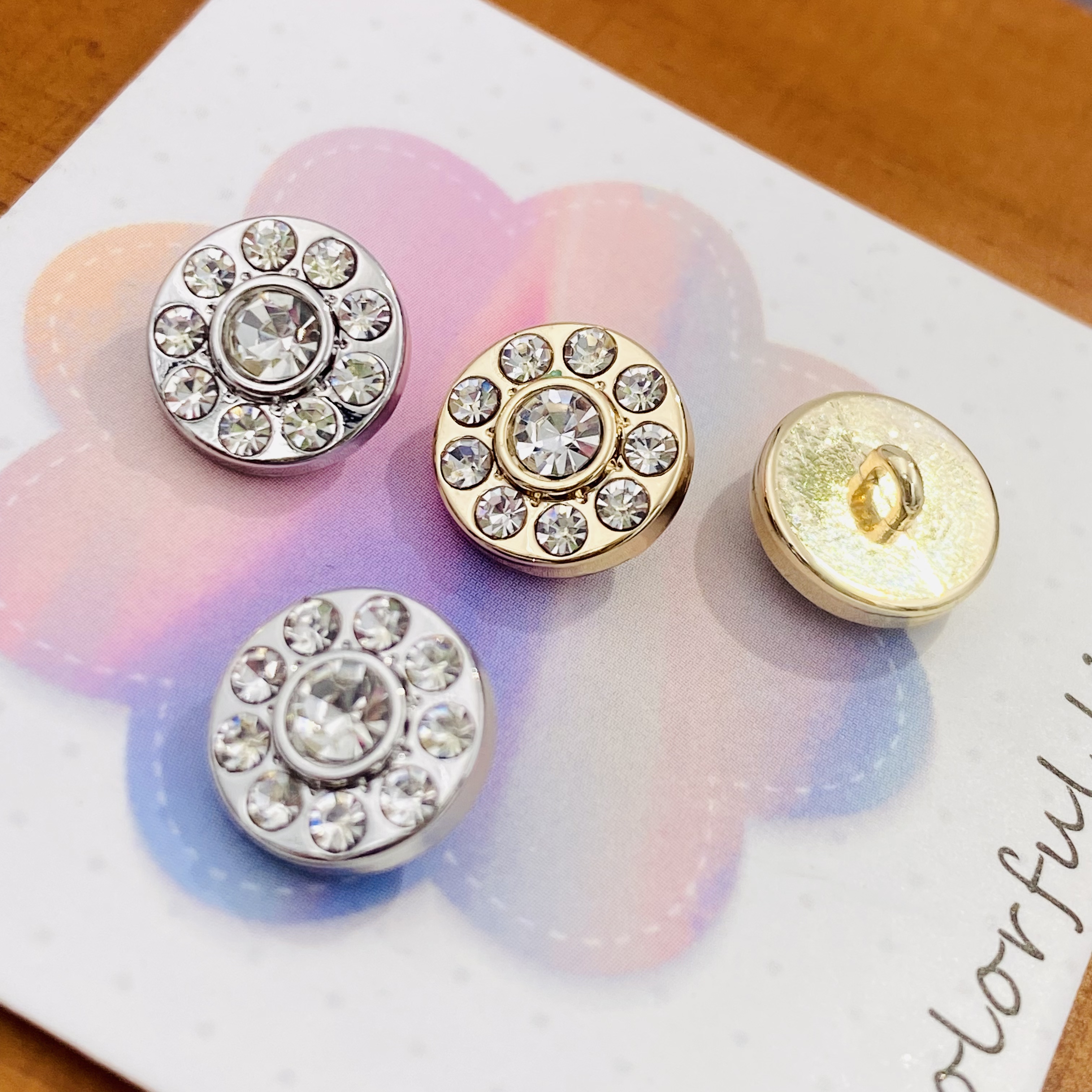 5-pack small fragrant style full diamond crystal button round sweet and luxurious high-end women's shirt sweater dress button