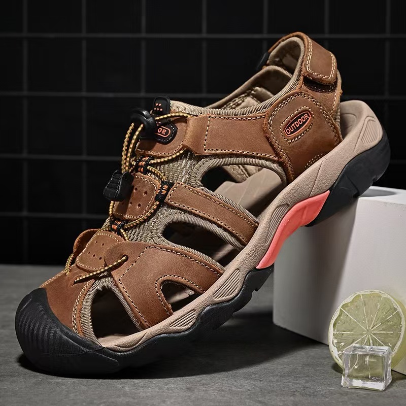 Men Leather Men's Sandals Durable Handmade ing Close Toe Non Slip Shoes For Indoor Outdoor Beach Big Size 48 05c4 's