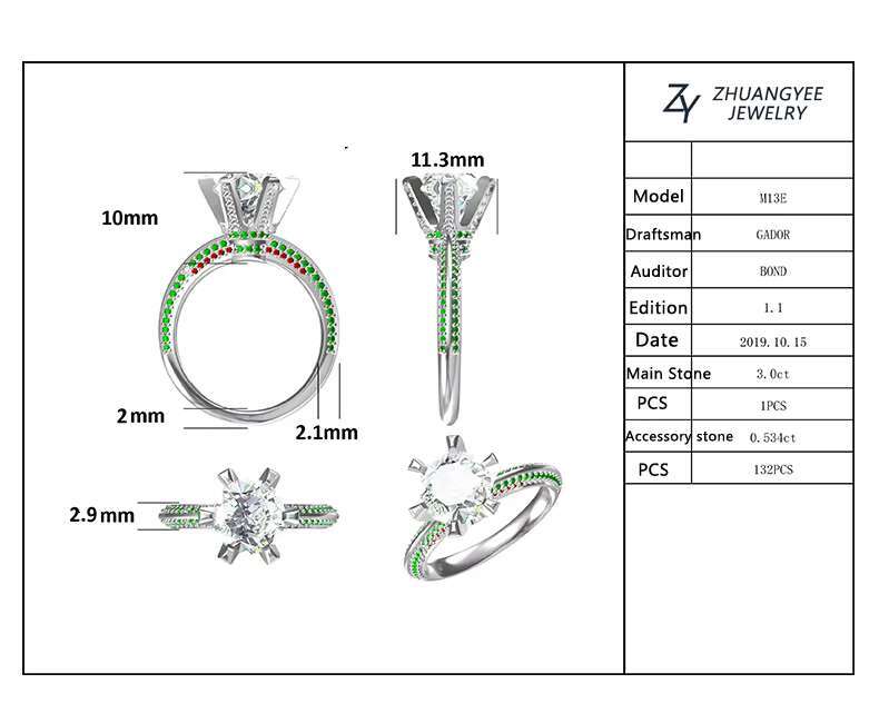 New Arrival 3 Ct Moissanite D VVS 925 Sterling Silver Jewelry 18K Gold Plated Ring for Women Wedding Bands Engagement Rings