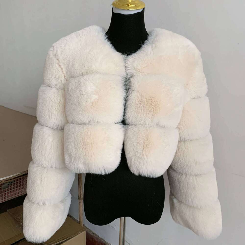 Women fake short Faux fluffy pink 3 large rows jacket fashion faux fox fur coat high quality