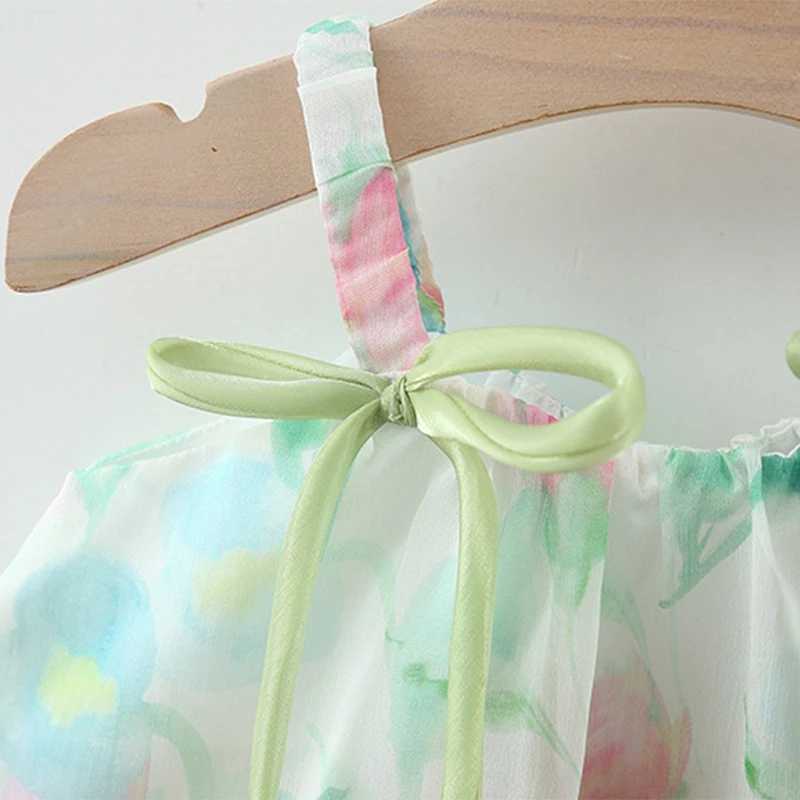 Summer Baby Girl With Two Tulips Chiffon Suspender Dress GirlS Bow Princess Dress X2505281