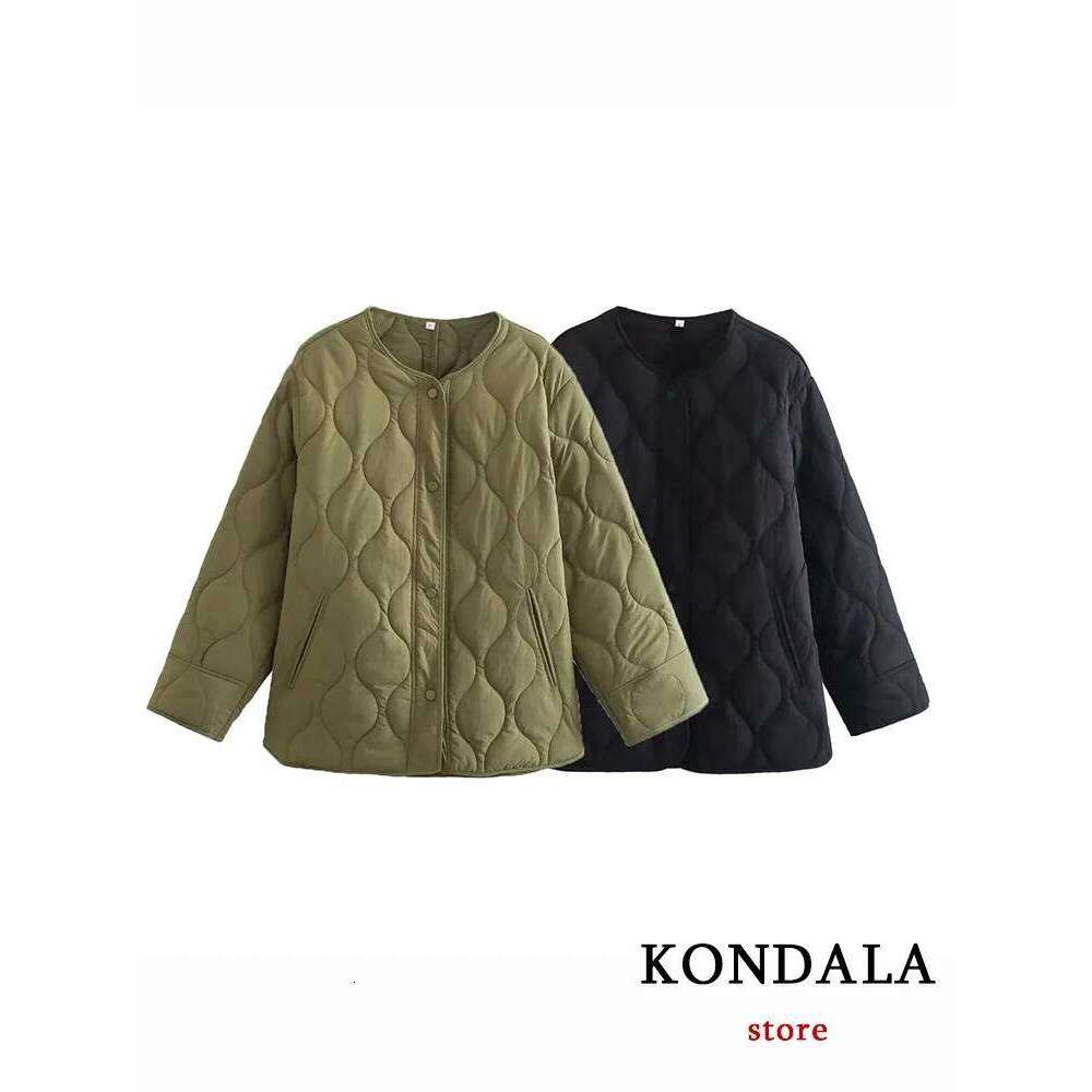TRAFZA Streetwear Armygreen Oversized Jackets Women Long Sleeve O Neck Single Buttons Autumn Winter Coats Casual Outwears