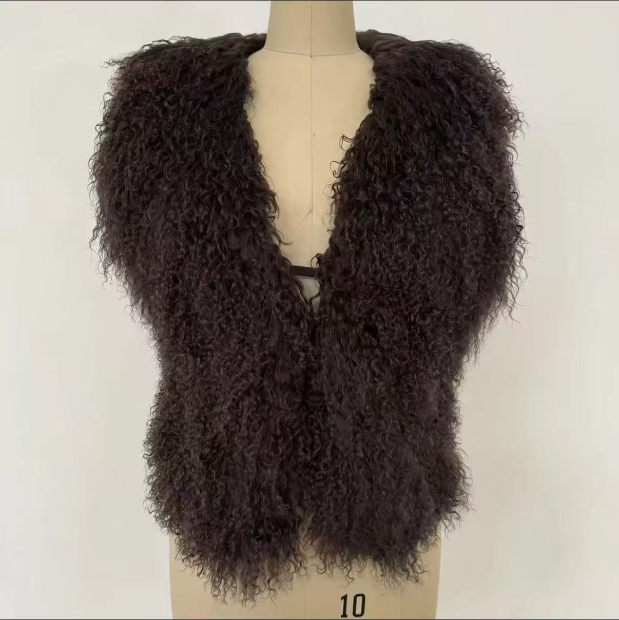Streetwear Mongolian Sheepskin Vest Women Real Sheep Fur Halter Top vest