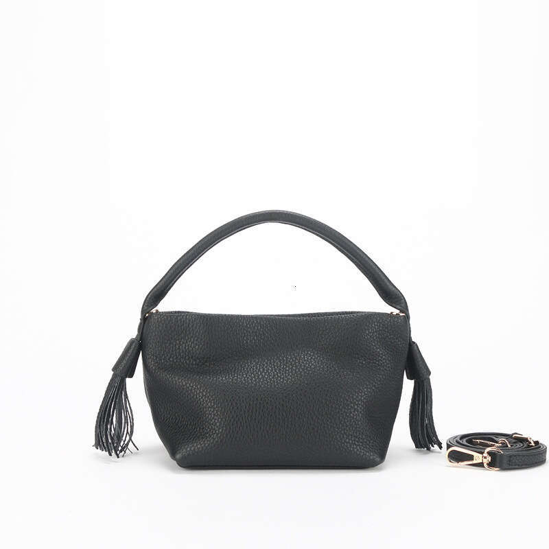 Autumn Winter New Fashion Tassel Basket for Women High-end Handbag Top Layer Cowhide Crossbody Shoulder Bag