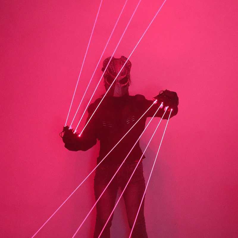 650nm 4Pcs Red Laser Gloves Single Point Big Beam Laser Cannon Palm Light Dress Up LED Robot Suit For DJ Bar Club Party Show W250528