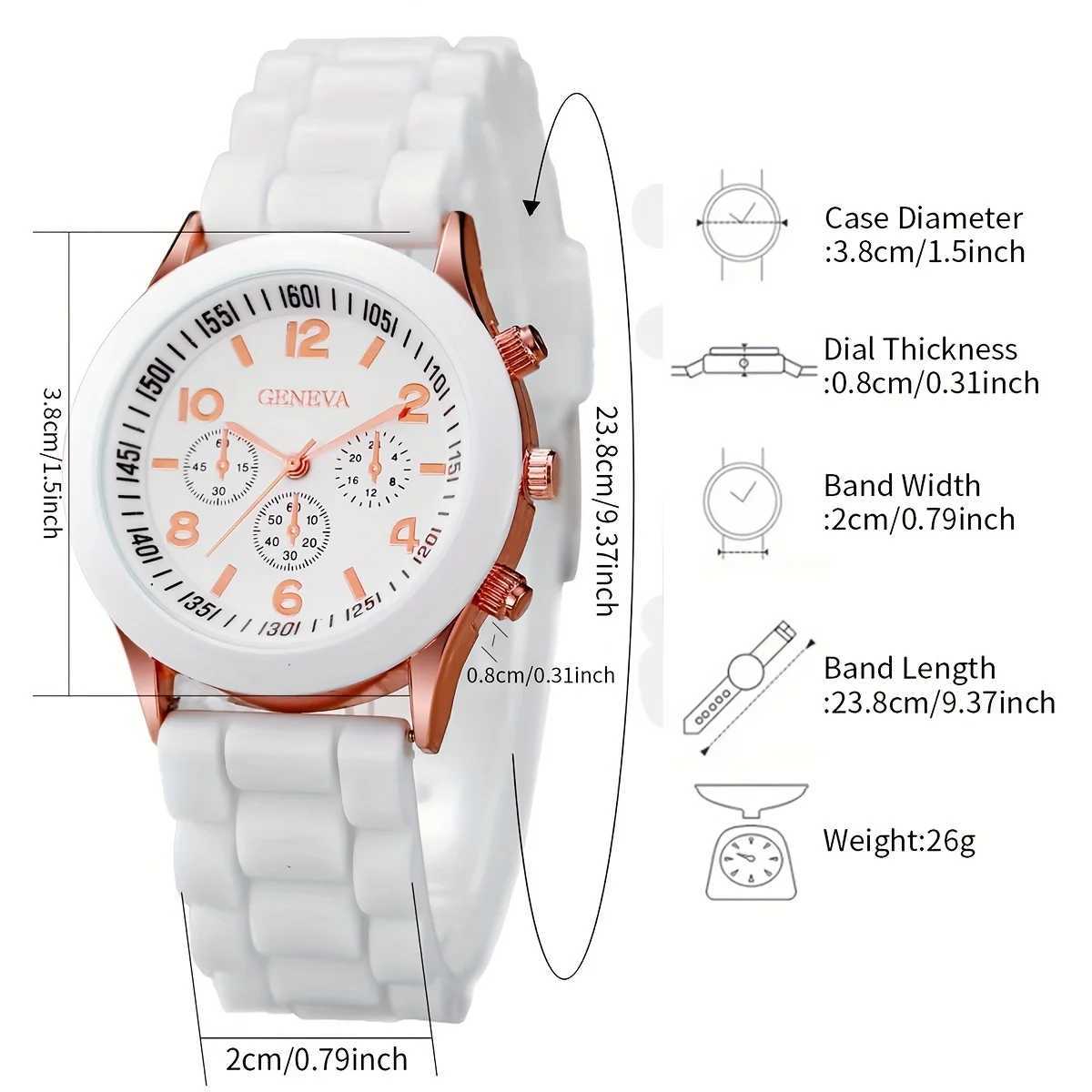 3/6PCS Womens Watches Casual Silicone Band Analog Quartz Watch Heart Pearls Jewelry Set(Without Box) XJ250527