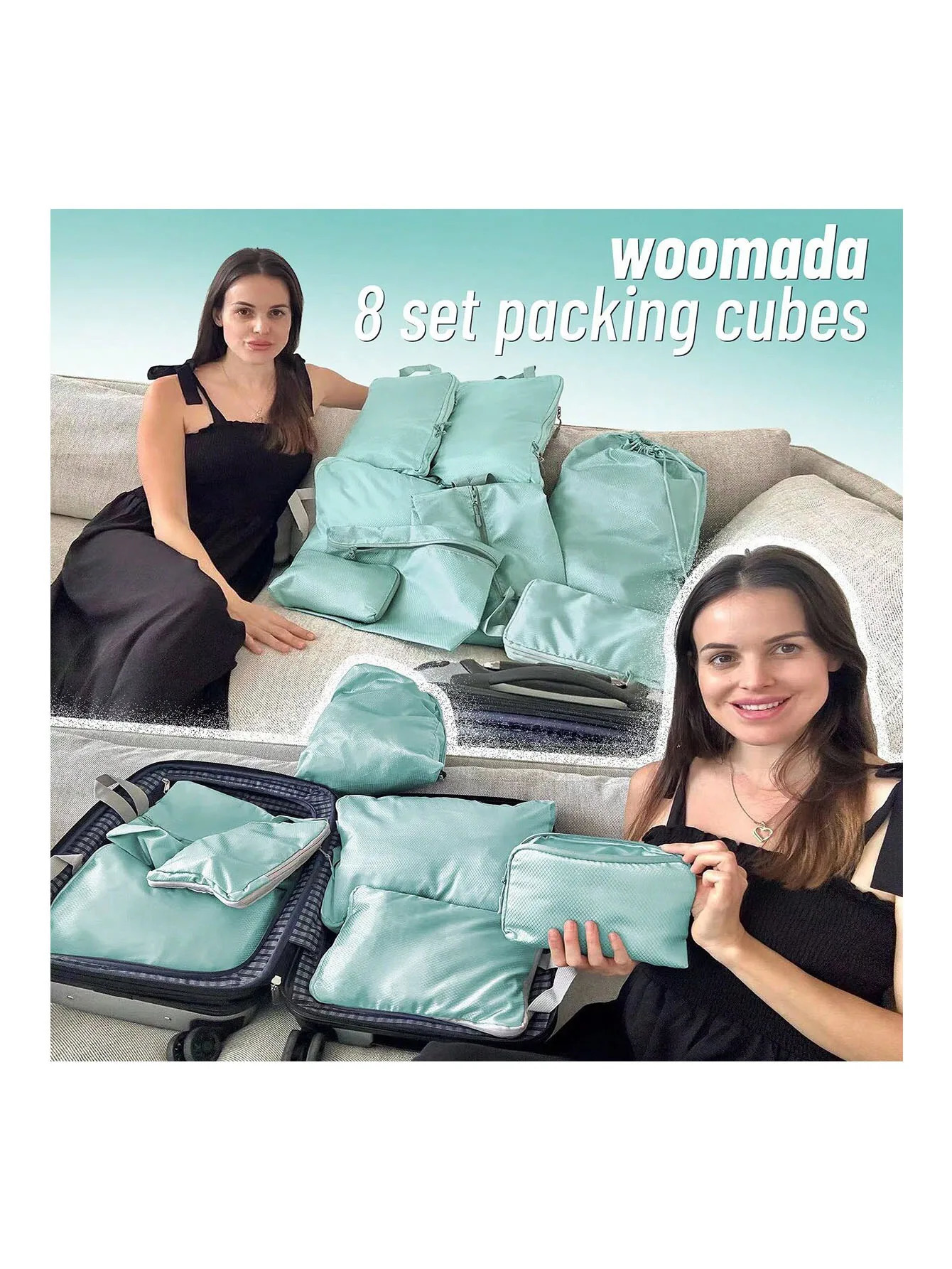 Set/8 pcs Compressible Packing Travel Storage Bag Cubes Waterproof Suitcase Nylon Portable With Handbag Luggage Organizer 250605