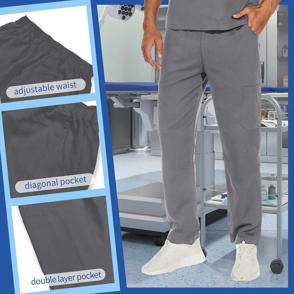 V Neck Scrub Top+doctor Pant Nursing Clothes S-3XL Medical Uniforms Men Short Slve Dentist Doctor Come Nurse Tops and Pants X250528