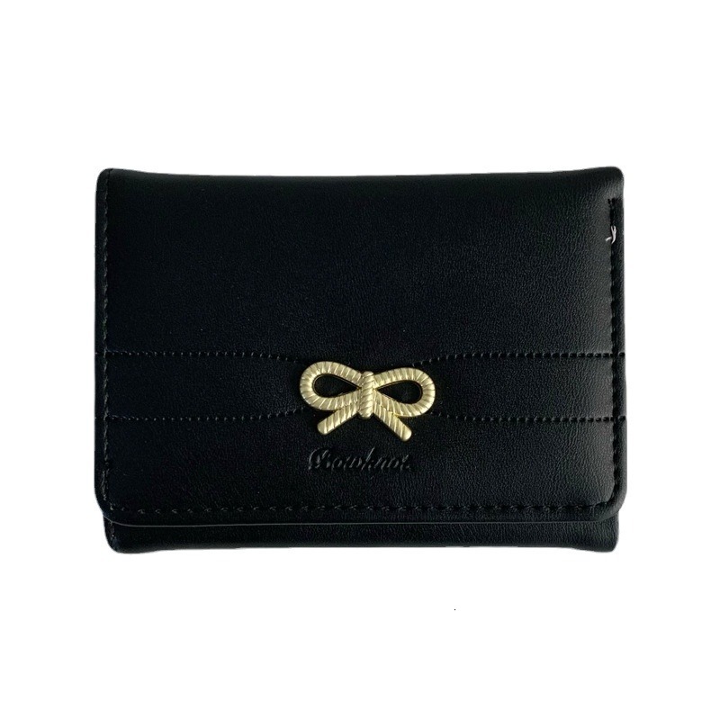 Free Shipping Designer Wallet For Women Fashionable And Simple Ins Bow Short Card Bag High-end Feeling Foldable Change Bag High Quality