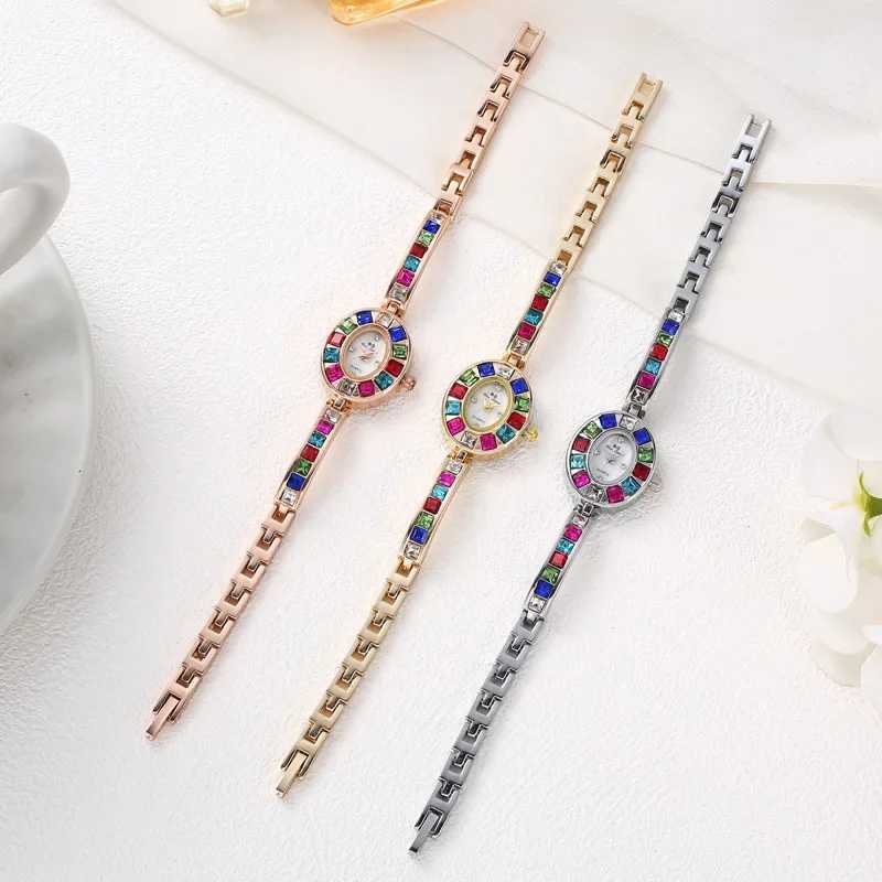 Luxury Rainbow Rhinestone Watch Women Ladies Bracelet Watches Fashion Gift Quartz Wristwatch Dropshipping Reloj Mujer XJ250527