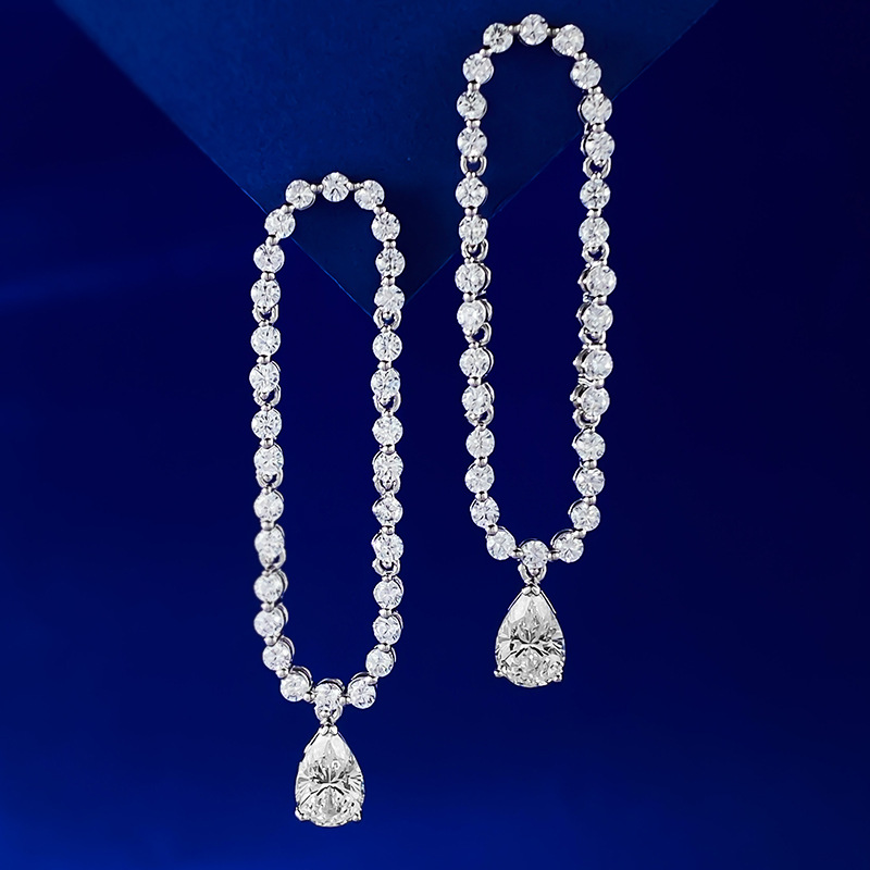 1CT Water Drop White Lab Moissanite Diamond Sparkling Luxury Jewelry Real 100% 925 Sterling Silver Pear Cut Lady Party Women Long Dangle Earring Gift