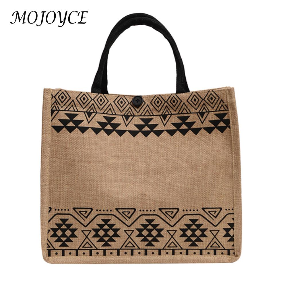Female Casual Shoulder Bag Lady Geometric Pattern Linen Fabric Handbag Women Fashion Bag Casual Ladies Bag