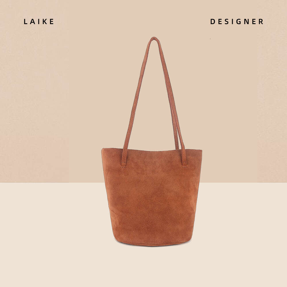 Autumn Winter New Genuine Leather Matte Bucket for Women High-end Niche Versatile Tote Shoulder Underarm Crossbody Bag