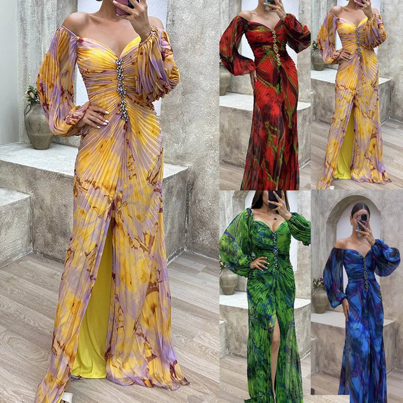 Korean Dongdaemun 2024 Ladies Gathering Pleated Long Sleeved Dressloose Casual Womens Dress