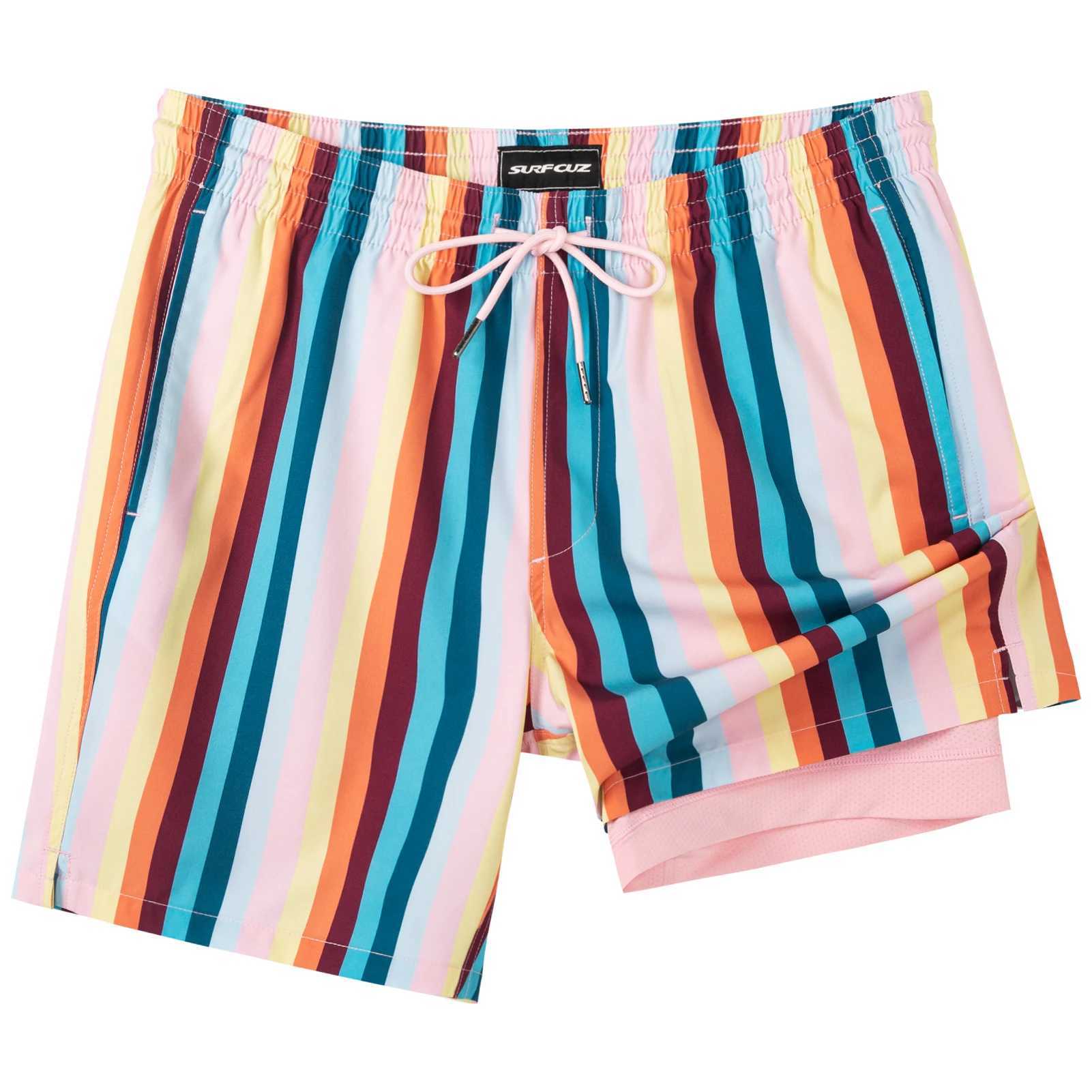 SURF CUZ Mens Swim Trunks with Compression Liner Quick Dry Swim Shorts 7 Swimming Trunks Stretch Bathing Suit Boardshorts X250528