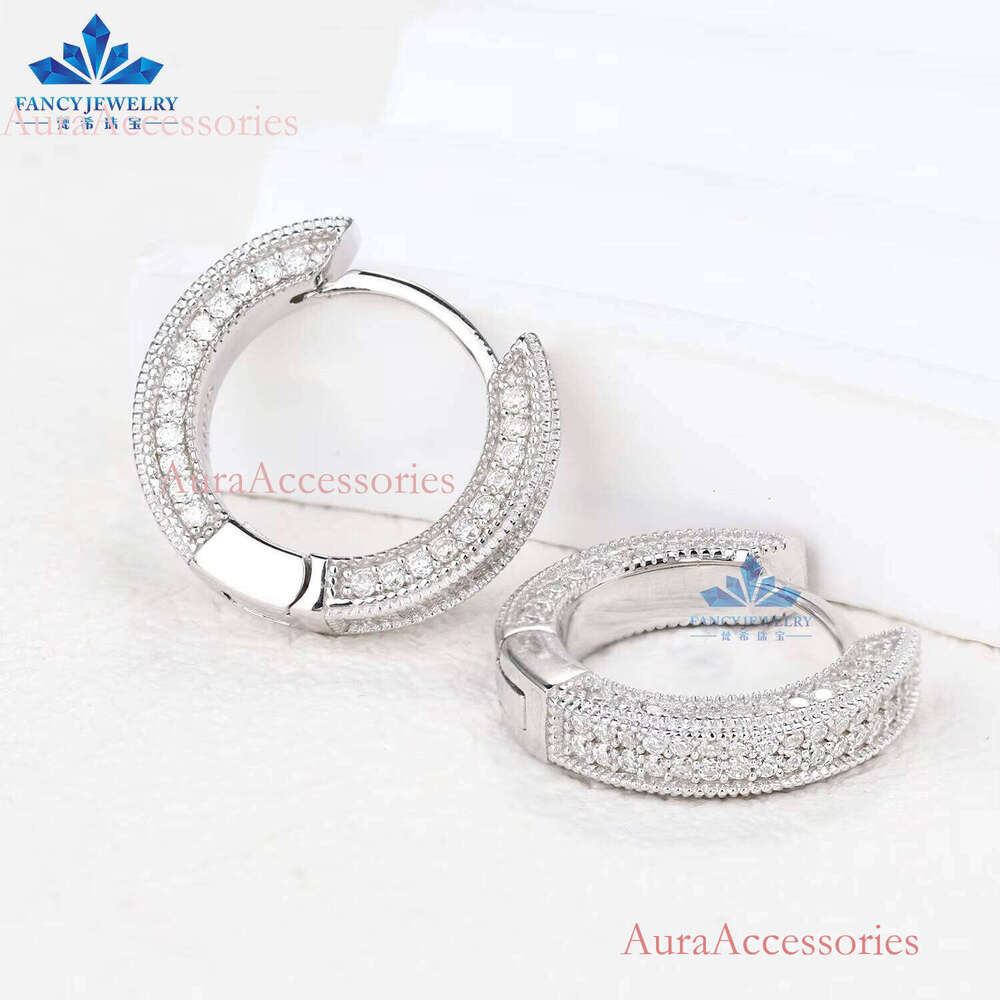 High Quality Waterproof Sier Hoop Pass Tester Moissanite Dia Hip Hop Jewelry Unisex Earrings