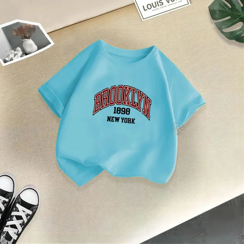 Brooklyn 1898 York Boy Girl Tshirts Kid Children Letter Clothes Baby Black Harajuku Kawaii Tops Gift Present Drop Ship 250528
