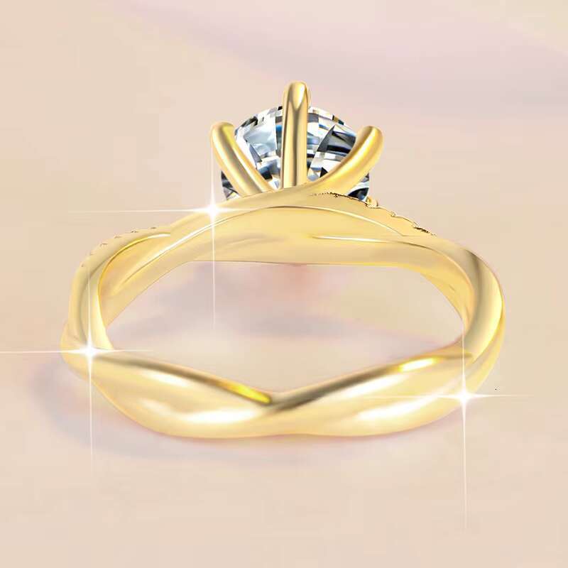 Fine Jewel 18K Gold Plated 1Ct Diamond Jewelry Romantic Ladies Womens Sterling Silver Ring VVS1 Moissanite Ring of Engagemnent