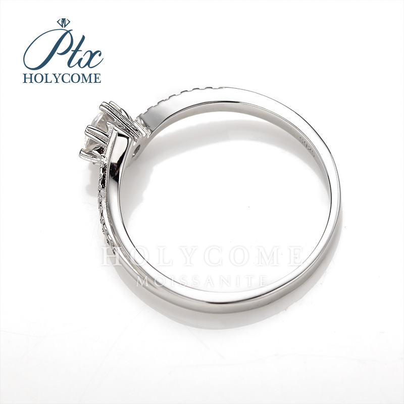 Luxury Moissanite Diamond Rings 0.5ct Round Cut 5mm 925 Sterling Silver VVS D Color Wedding Engagement Gift Twisted Arm Snowflake Diamond Ring for Wom