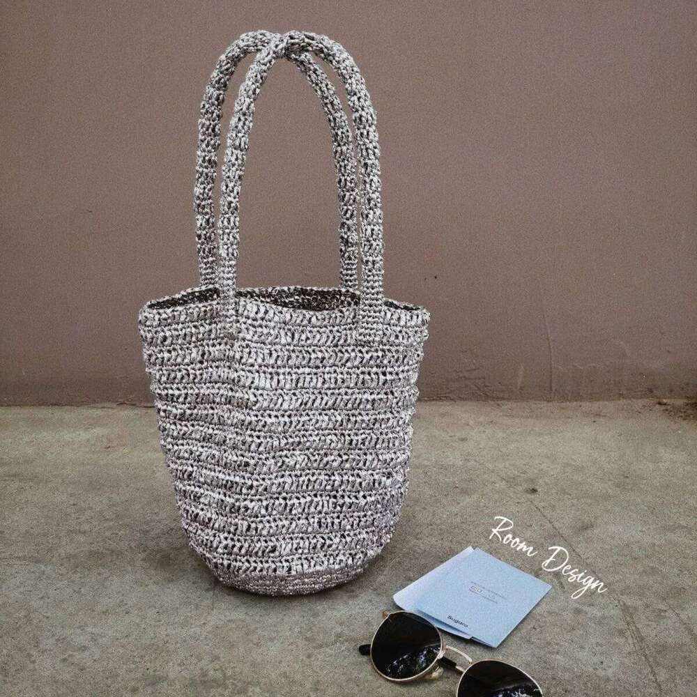 Handmade Crochet Bucket Bags Chic Ladies Sier Tote Handbag Shoulder Fashion Women Summer Beach Bag