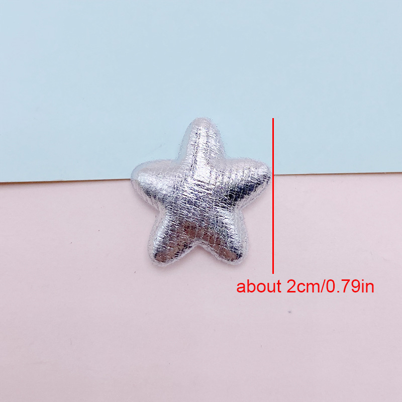 100Pcs 2CM Shiny Fabric Star Heart Padded Appliques Sew on Patches Embellishment for Scrapbooking Cake Topper Hair Clip Accessories