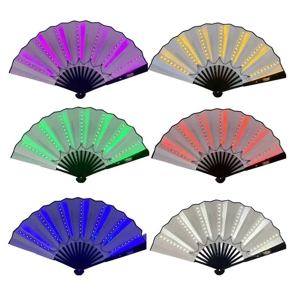 Luminous LED Folding Fan Night Club Dancing Lights Fan Wedding Gifts Glow In The Dark Birthday Halloween Shipping without Battery W250528