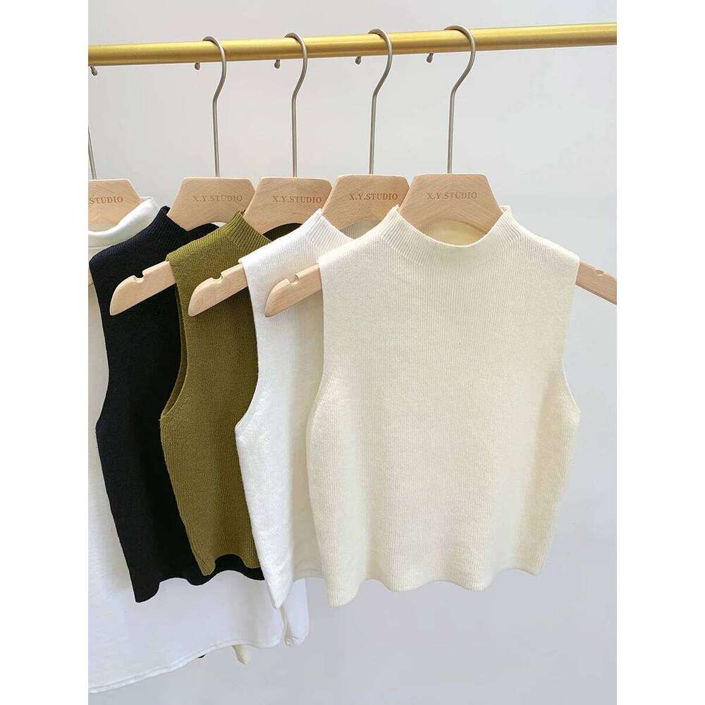 Women Knitted Tank Top Summer Fall Slim Sweater Short Sleeveless Solid Spring Autumn Sweaters Pullovers 2025