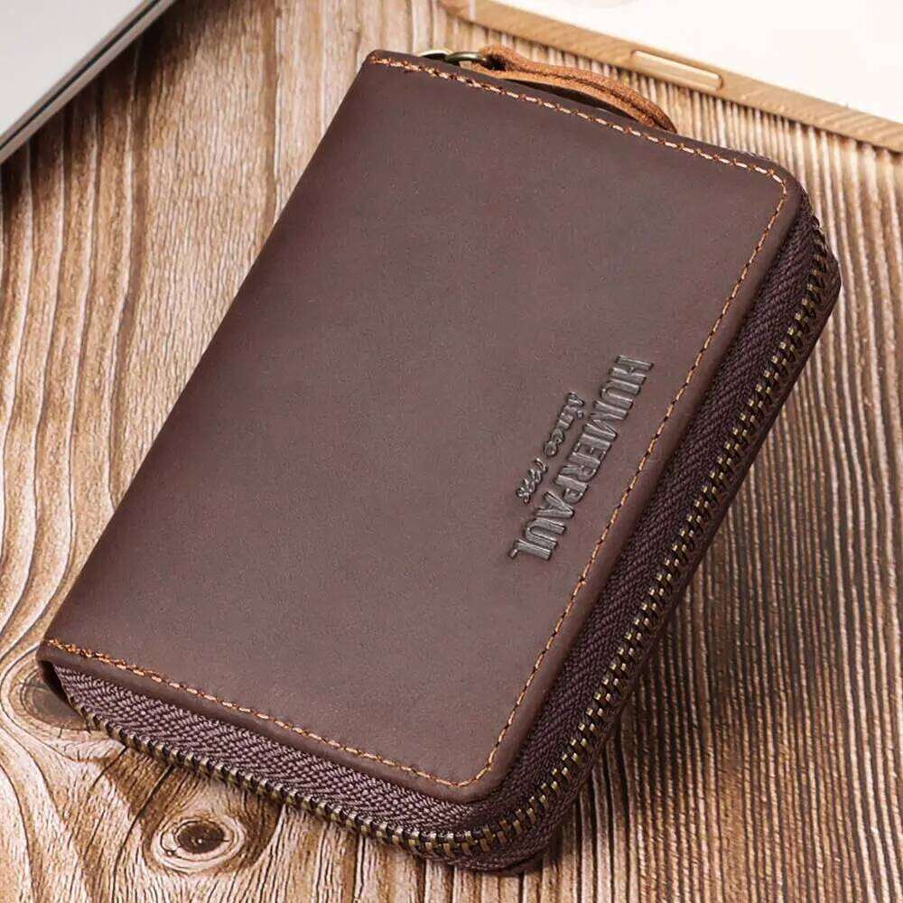 Handmade Genuine Leather Business Wallet RFID Blocking Bank/Id/Credit Card Holder Multi Slot Storage Money Bag