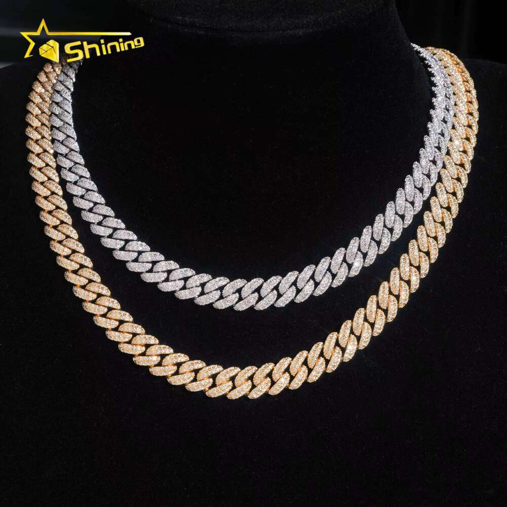 Hip Hop Jewelry Iced Out Men Sier 8MM 10MM Moissanite Link Chain Fashion Moon Shape Cuban Necklace