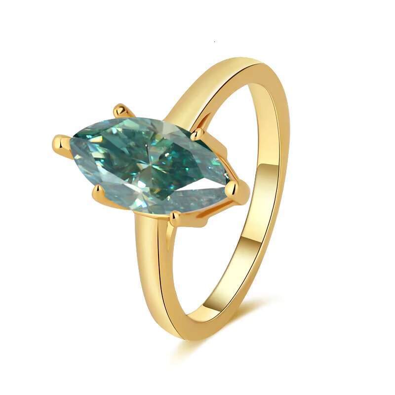Wholesale S925 Sterling Silver Moissanite Ring for Women Horse Eye Design Cross-Border