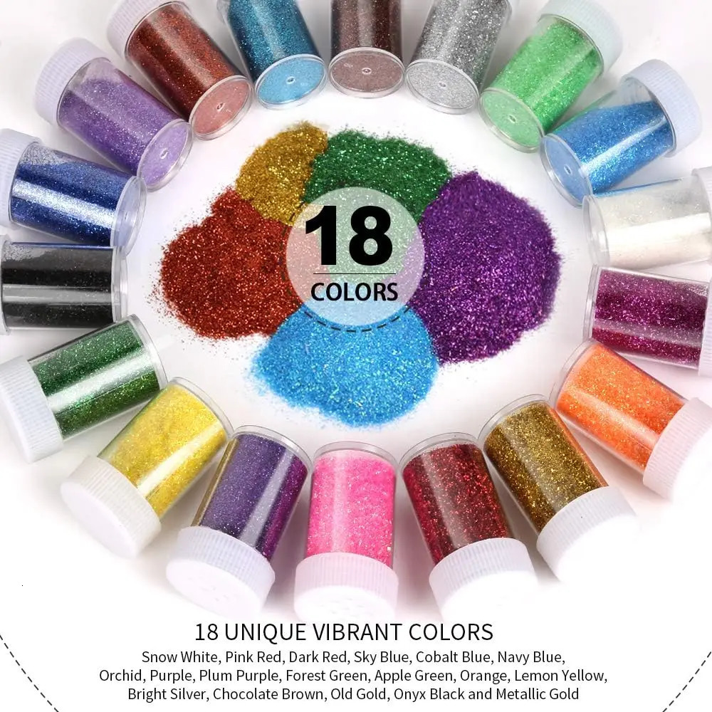 18 Packs Glitter Resin Glitter Shake Jar Fine Glitter for Resin Nail Art Crafts Tumbler Scrapbook Jewelry Making 250523