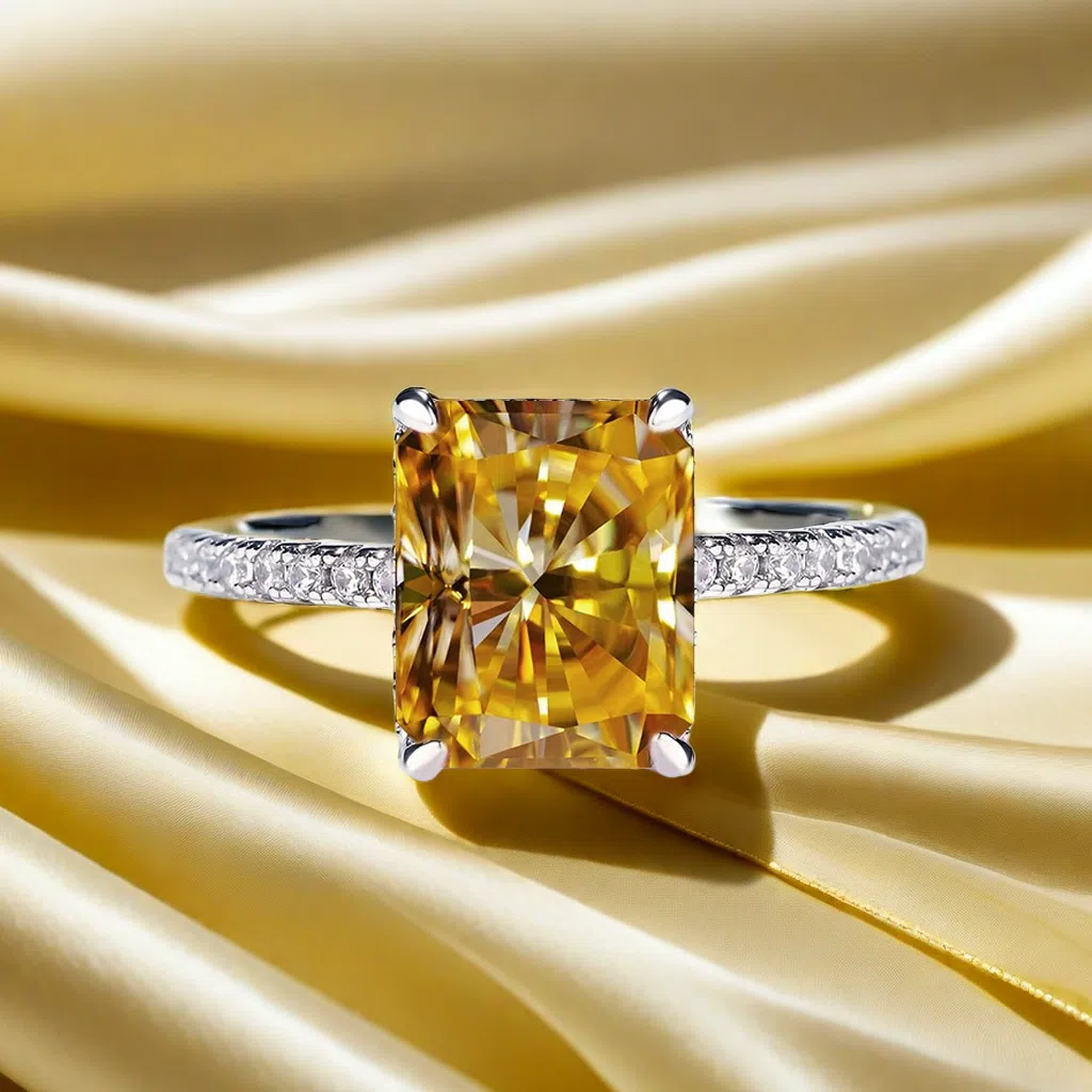 4CT rectangular 8*10 Radient Cut D color VVDS1 Moissanite Ring S925 Sterling Silver Personalized Fashion Geometric Ring Student fashionistas and wealt