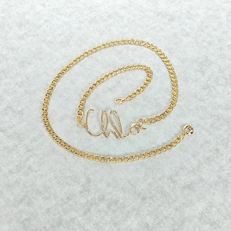 Minimalist Charm Retro Waist Chain for Women Gold Plated Letter Girls Metal Daily Elegant Jeans Belt Female 250527