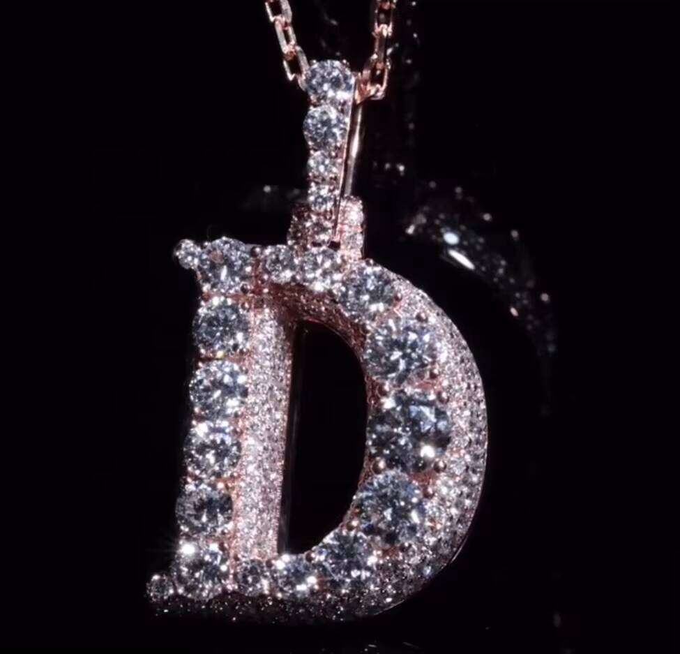 Brilliant Dia Hip Hop Jewelry Charm Letter Custom Iced Out Sterling Sier Moissanite Pendant