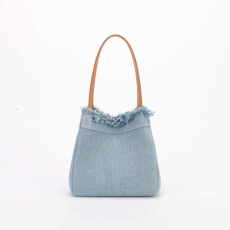 Minimalist Denim Handbag Small Crossbody Square Bucket OEM Custom Women's Canvas Bag