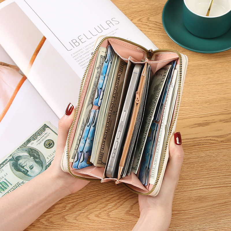 Free Shipping Designer Wallet 2025 New Women's Long Handbag With Multiple Card Slots Zero Wallet Zipper Mobile Phone Bag ID Clip
