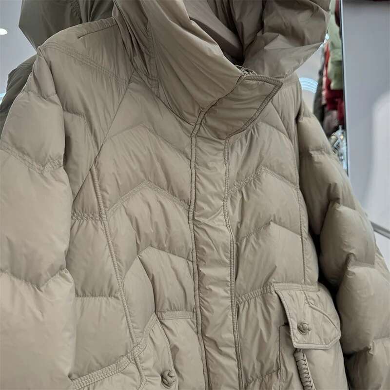Schinteon Women Jacket Casual Loose Over Size Autumn Winter Outwear White Duck Down Warm Thick Coat with Hood New