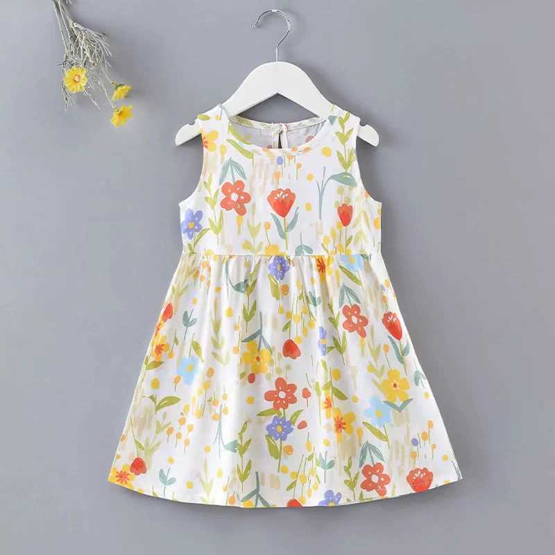 Baby Girls Summer Dress Sleeveless Cute Print Childrens Dresses Cotton Toddler Kids Party Sundress Clothes Baby Clothing Skirts X250528