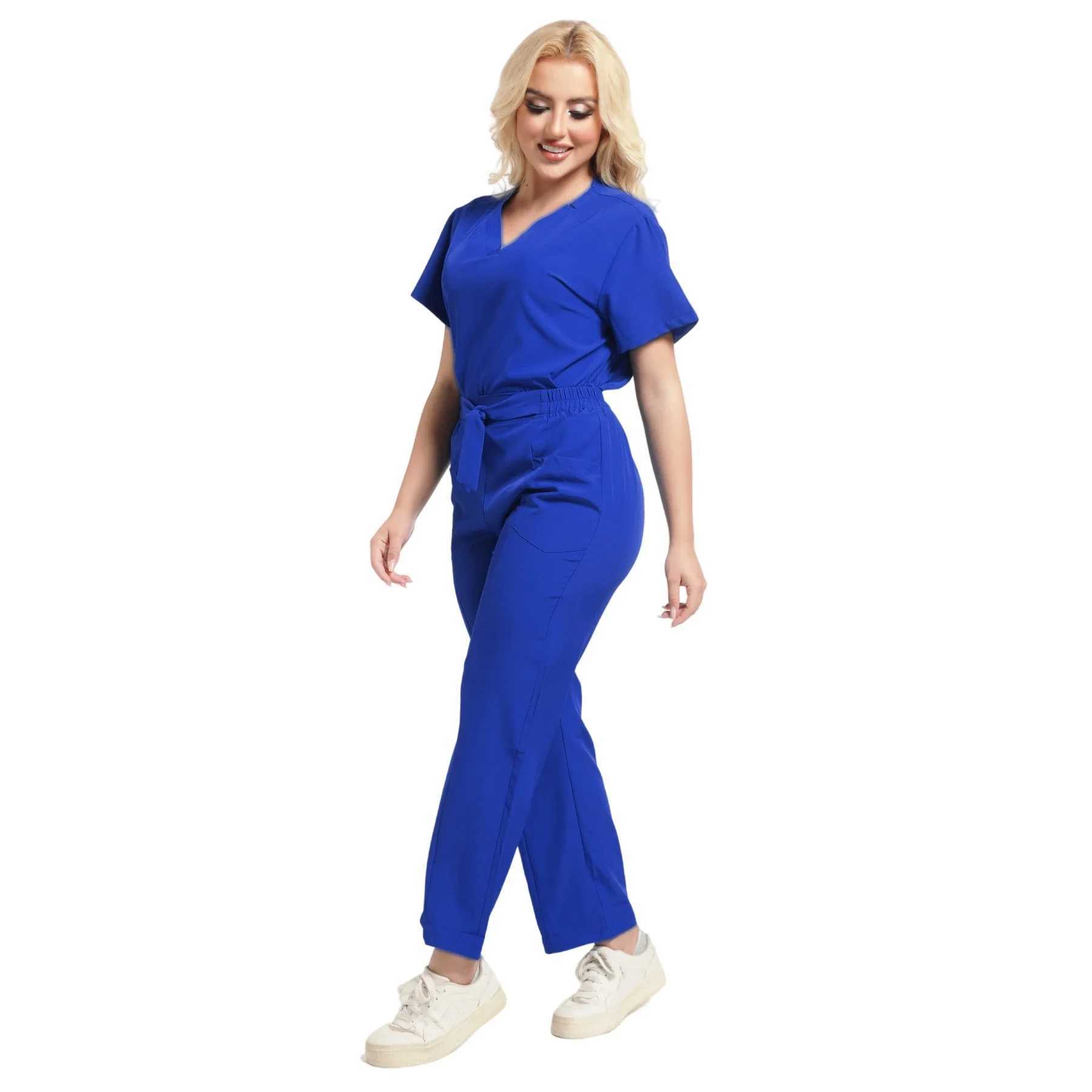 Plus Size New Style Working Scrubs Set Women Pet Nurse Uniforms Solid Color Beauty Sn Work Uniforms Medical Uniforms Workwear X250528