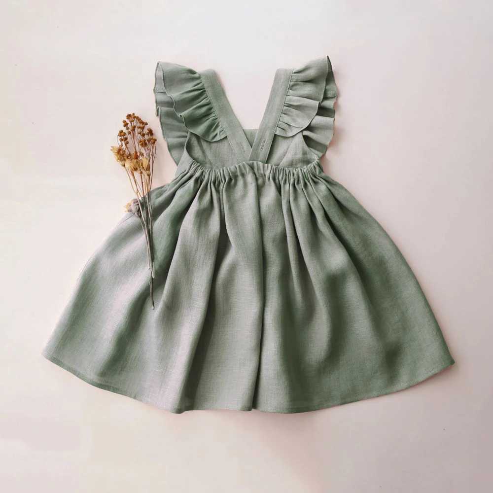 Fashion Toddler Girl Dresses Summer Linen Cotton Baby Girl Holiday Clothes Baby Girl Beach Dress X250528