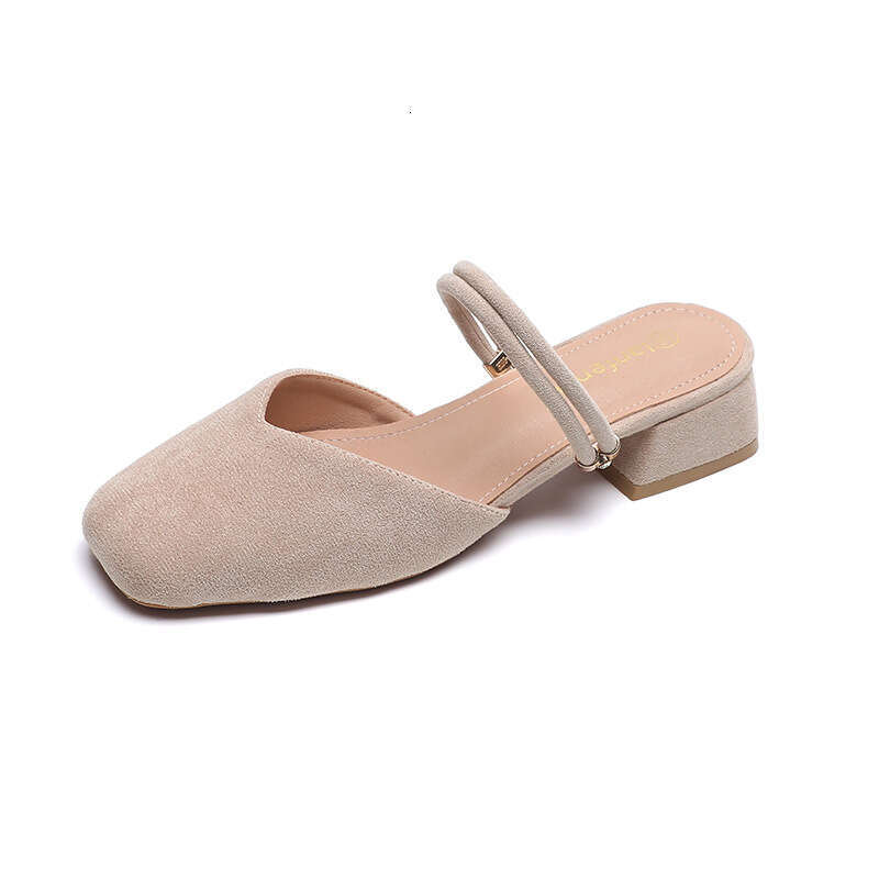 Square Closed Toe 2025 New Summer Mid Chunky Heel Fairy Style Fashion Dress Sandals for Women