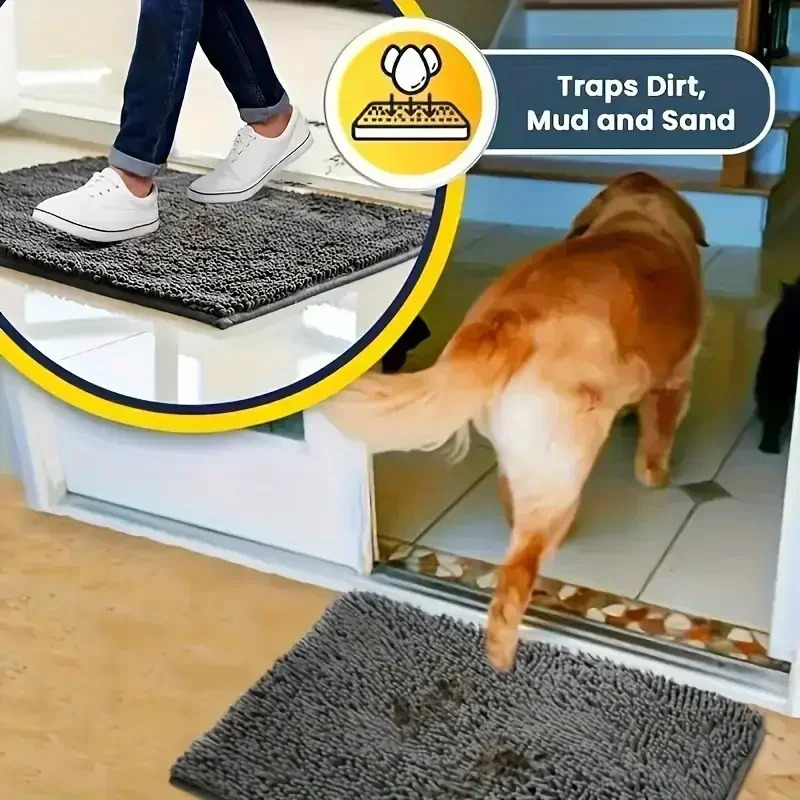 Dog Doormats for Muddy Paws Absorbent Non-slip Washable Mat Anti-slip Quick-drying Microfiber Mud Mat Pet Accessories 250528