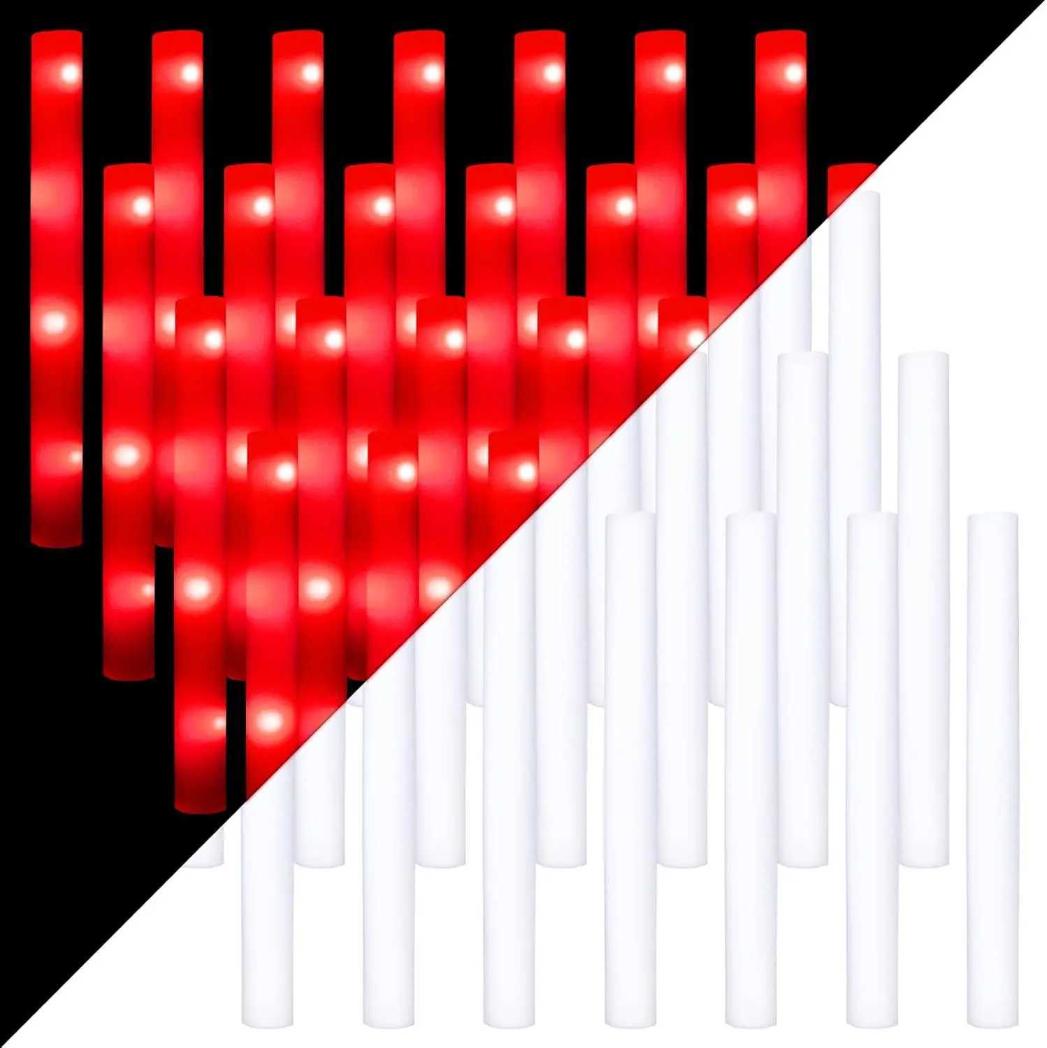 20/30pcs LED Glow Cheer Sticks Red Light Up Glow Sticks LED Foam Stick Wedding Wand Glow in The Dark Party Favors Supplies Raves W250528