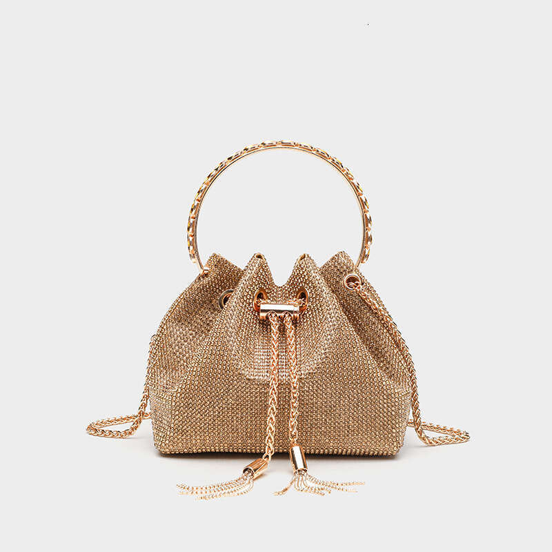 Summer New Rhinestone Shiny Inlaid Diamond Bucket Niche Light Luxury Crossbody Handbag Evening Bag